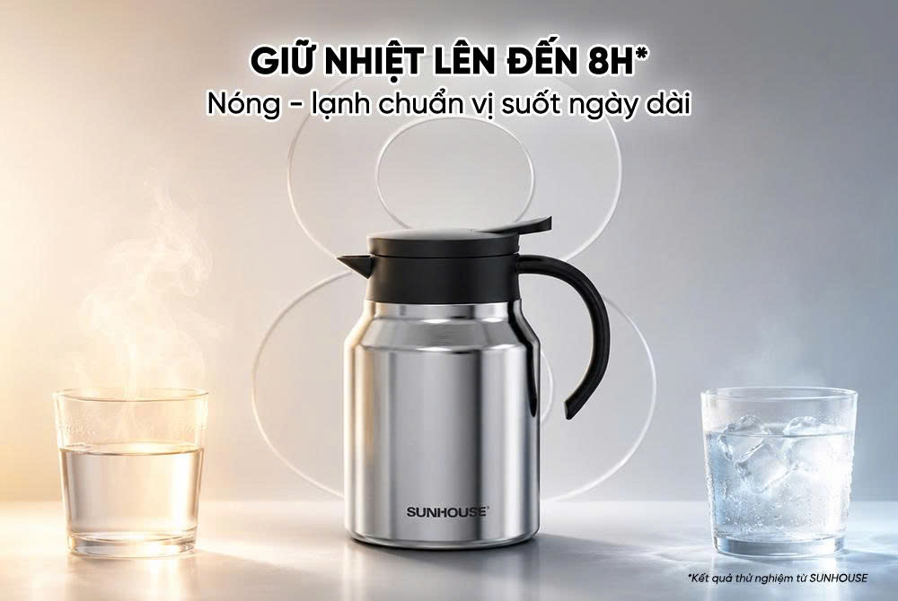 Ấm giữ nhiệt inox 1.0L SUNHOUSE Healthy KS-TH1000I