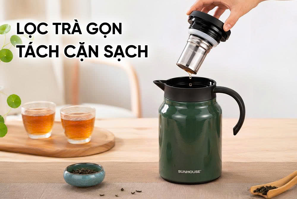 Ấm giữ nhiệt inox 1.0L SUNHOUSE Healthy KS-TH1000IG
