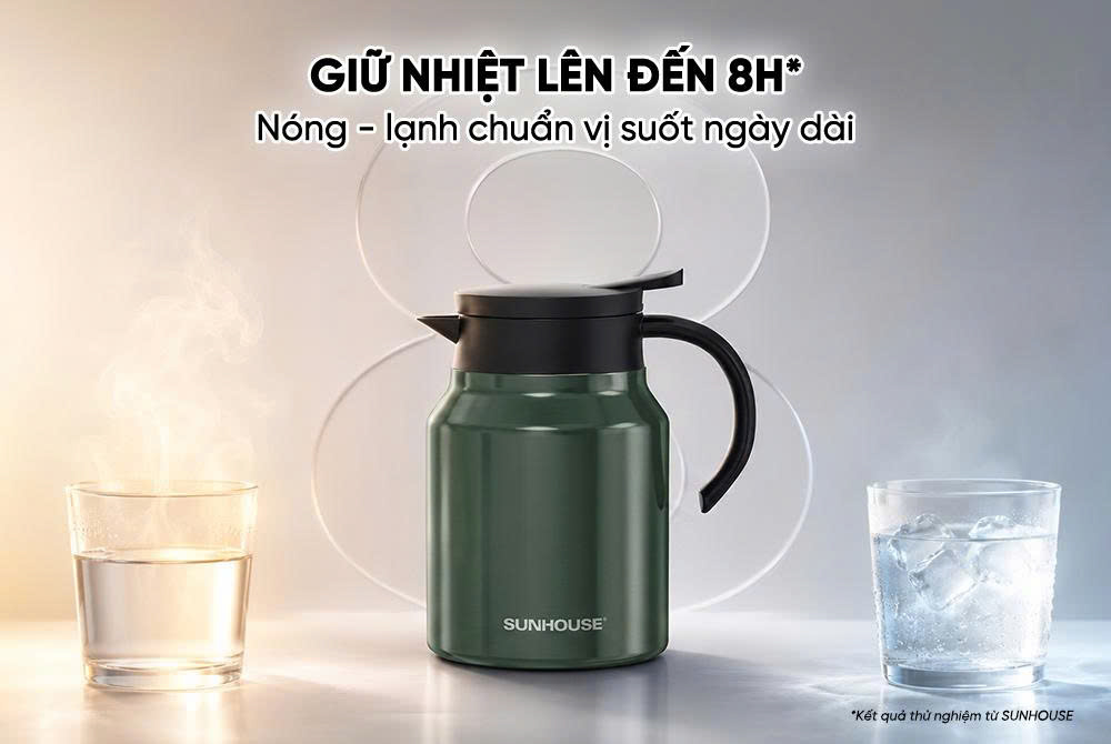 Ấm giữ nhiệt inox 1.0L SUNHOUSE Healthy KS-TH1000IG