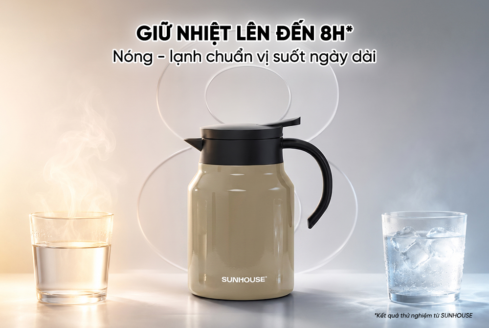 Ấm giữ nhiệt inox 1.0L SUNHOUSE Healthy KS-TH1000IY