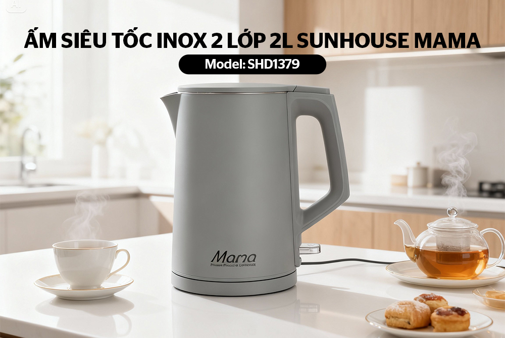 Ấm siêu tốc inox 2 lớp 2L SUNHOUSE MAMA SHD1379