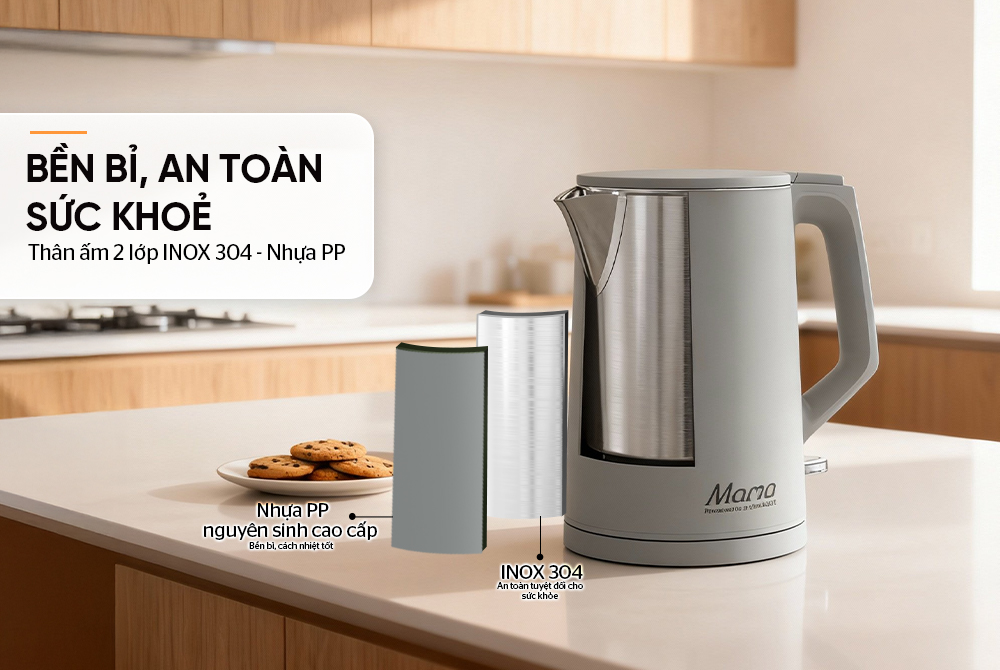 Ấm siêu tốc inox 2 lớp 2L SUNHOUSE MAMA SHD1379
