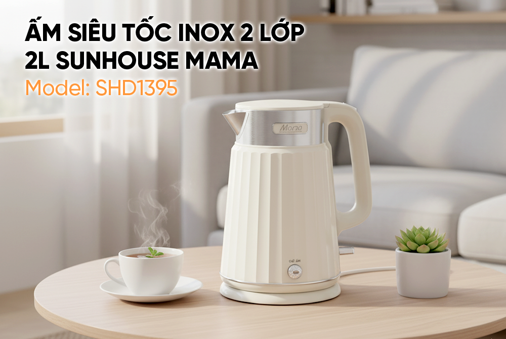 Ấm siêu tốc inox 2 lớp 2L SUNHOUSE MAMA SHD1395