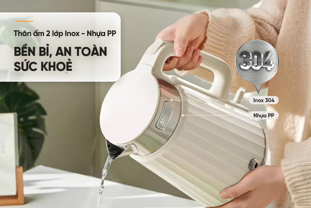 Ấm siêu tốc inox 2 lớp 2L SUNHOUSE MAMA SHD1395