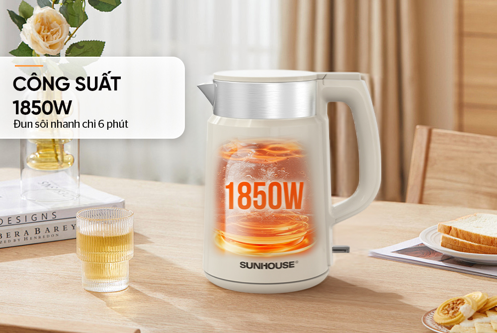 Ấm siêu tốc inox 2 lớp 2L SUNHOUSE SHD1387