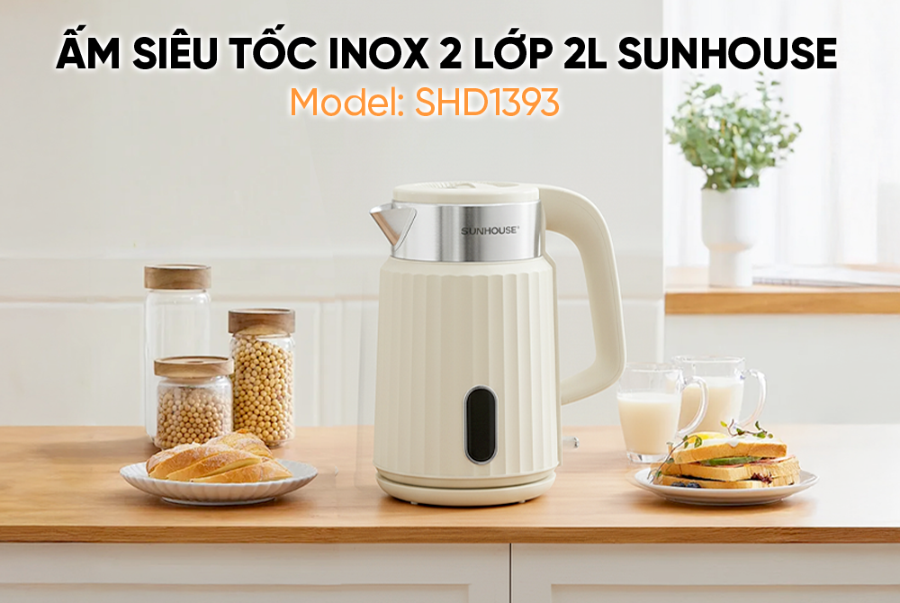 Ấm siêu tốc inox 2 lớp 2L SUNHOUSE SHD1393