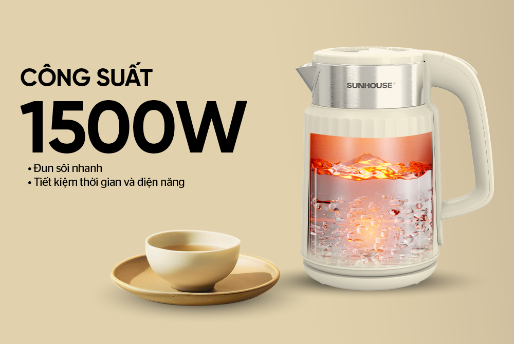 Ấm siêu tốc inox 2 lớp 2L SUNHOUSE SHD1393