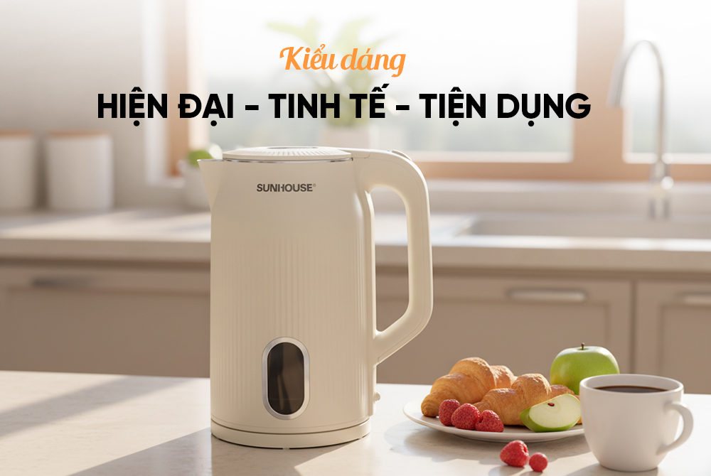 Ấm siêu tốc inox 2 lớp 3L SUNHOUSE SHD1365