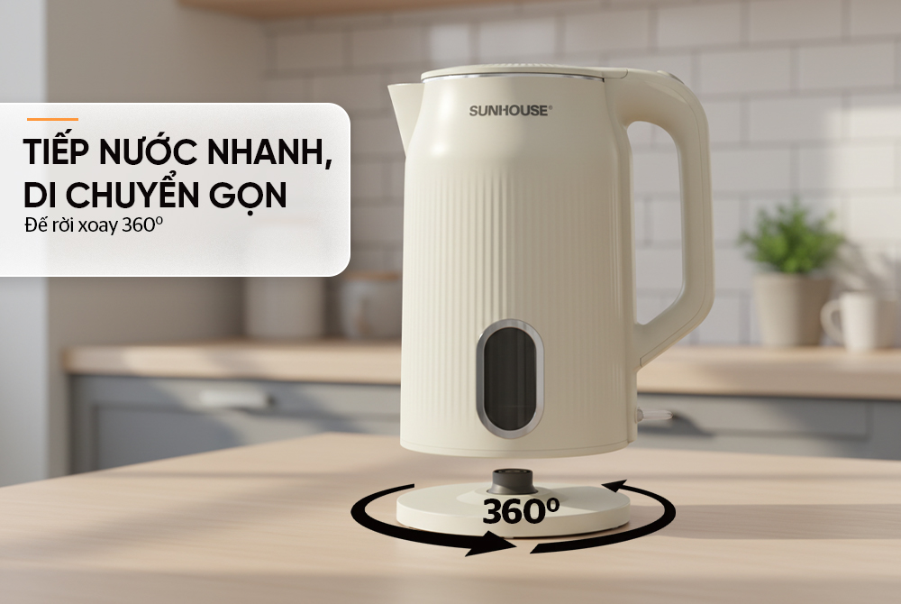 Ấm siêu tốc inox 2 lớp 3L SUNHOUSE SHD1365