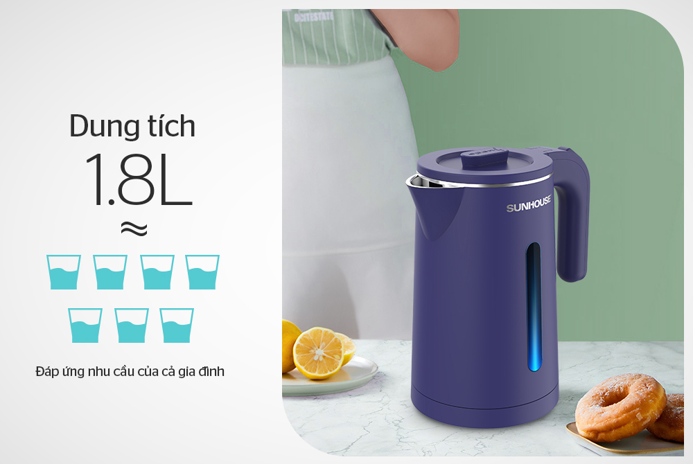 Ấm siêu tốc inox 2 lớp SUNHOUSE SHD1356