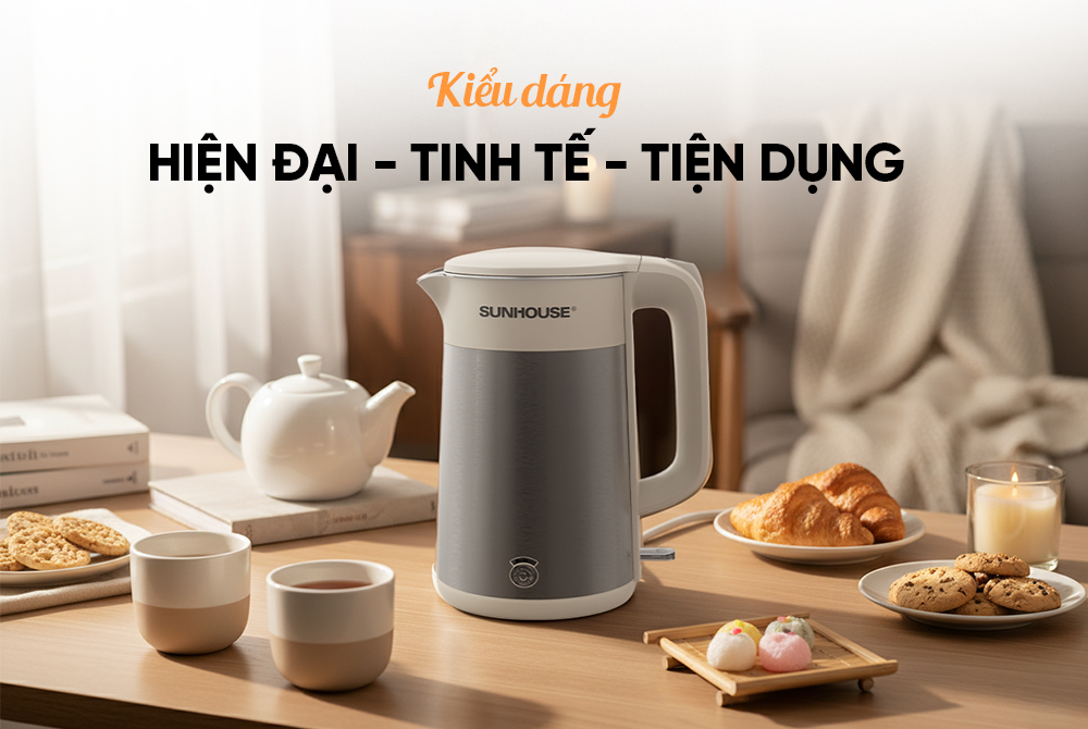 Ấm siêu tốc inox 3 lớp 1.8L SUNHOUSE SHD1376