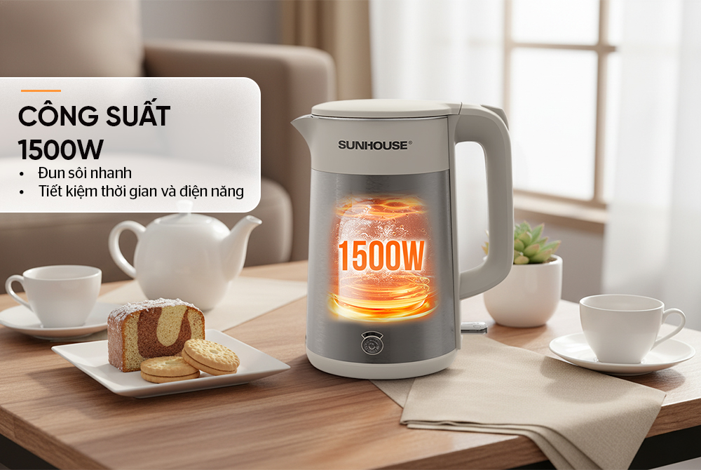 Ấm siêu tốc inox 3 lớp 1.8L SUNHOUSE SHD1376