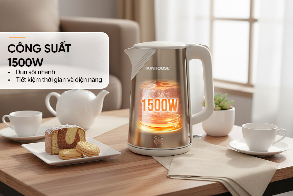Ấm siêu tốc inox 3 lớp 1.8L SUNHOUSE SHD1377