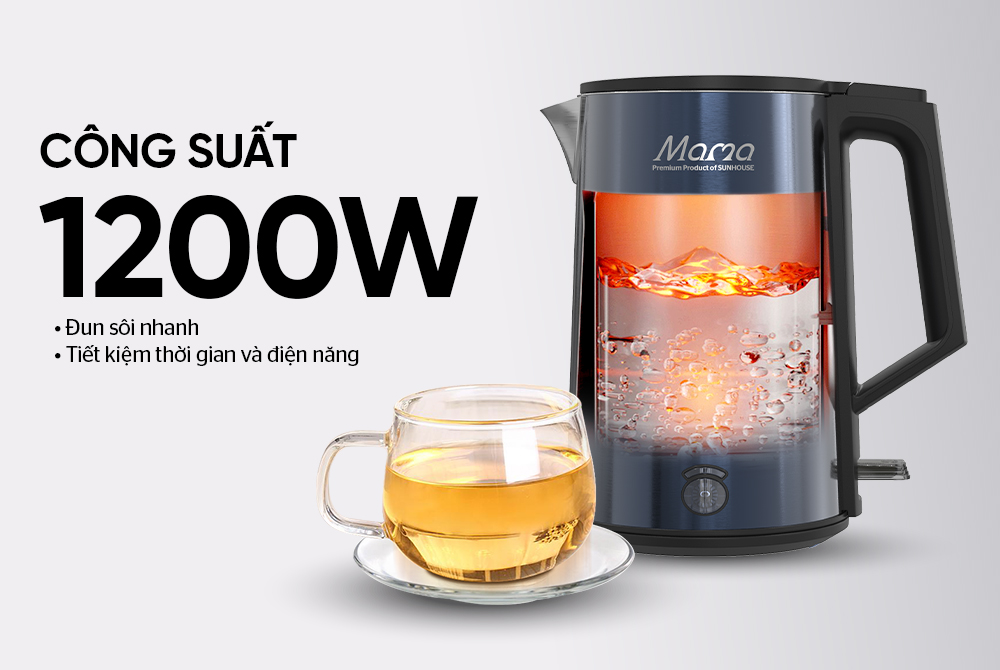 Ấm siêu tốc inox 3 lớp 1L SUNHOUSE MAMA SHD1373