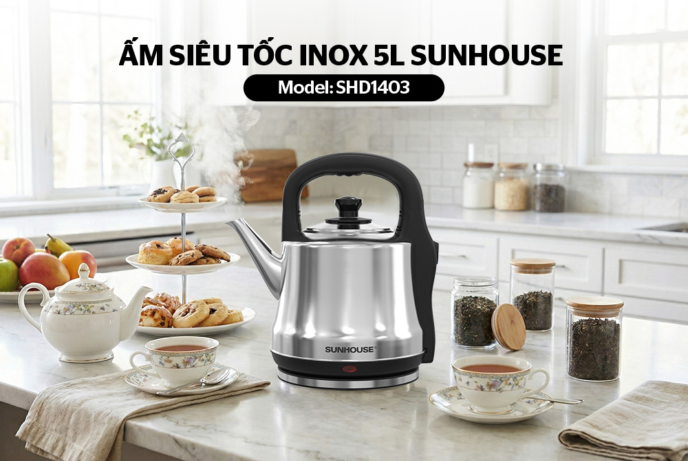 Ấm siêu tốc inox 5L SUNHOUSE SHD1403