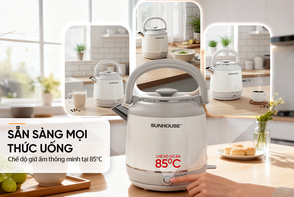 Ấm siêu tốc inox giữ nhiệt 2.5L SUNHOUSE SHD1392