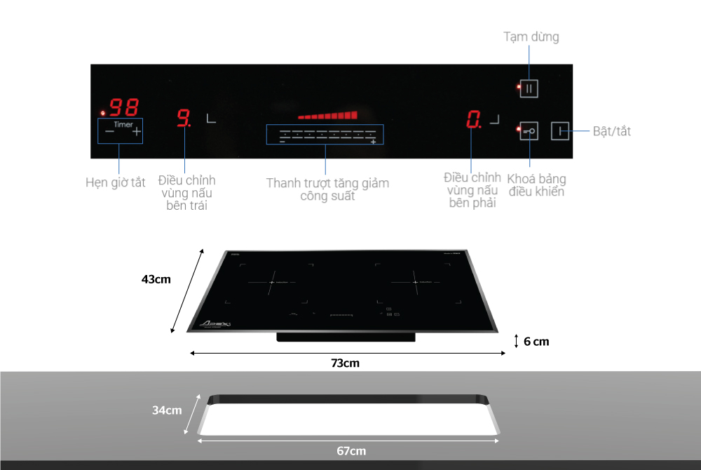 Bếp đôi điện từ Apex APB9981