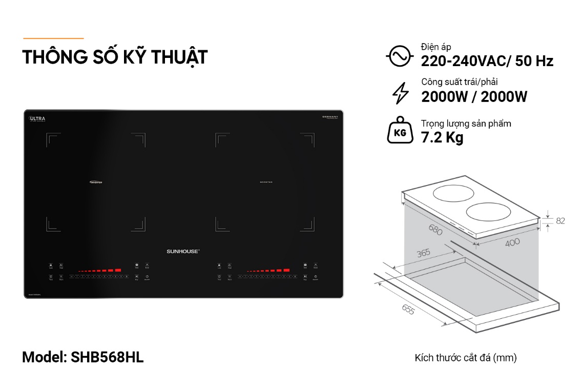 Bếp đôi điện từ SHB568HL