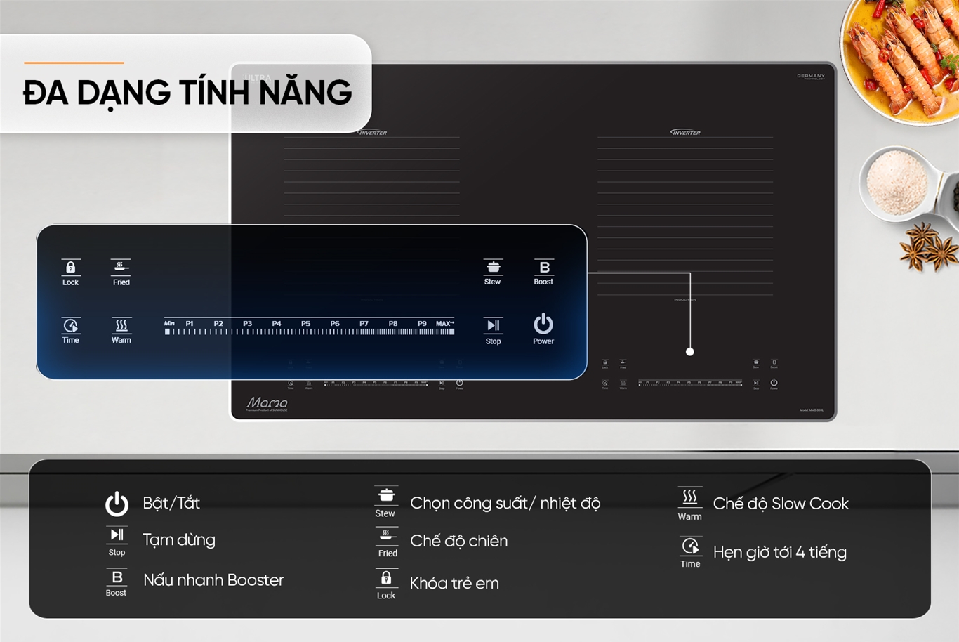 Bếp đôi điện từ SUNHOUSE MAMA MMB-88HL