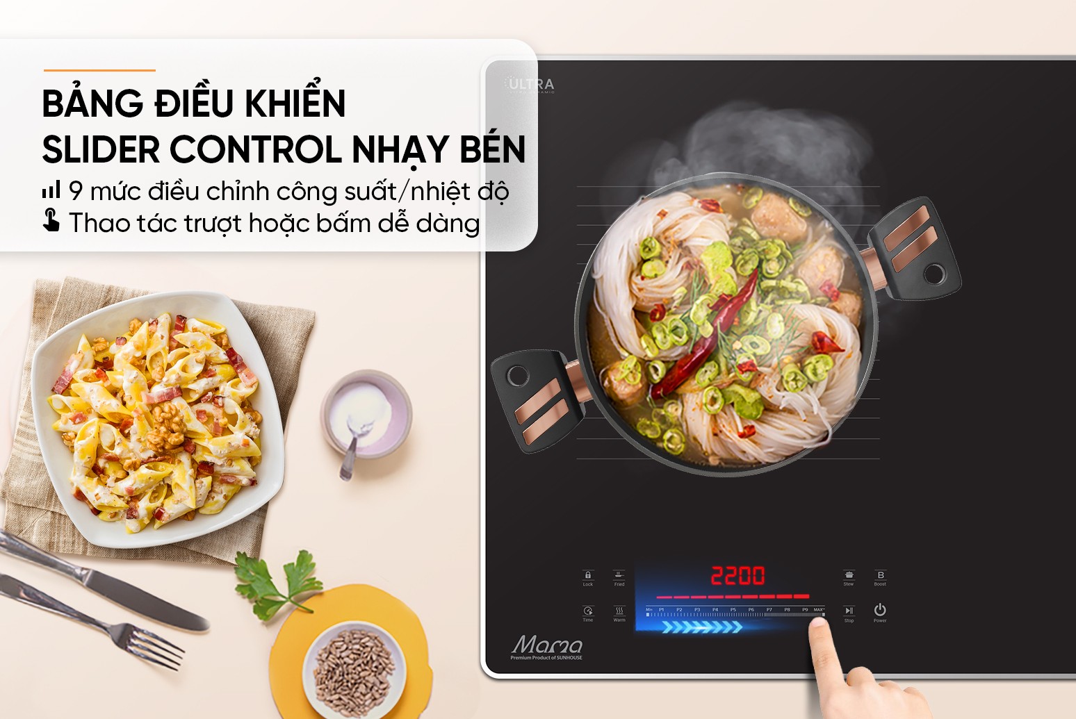 Bếp đôi điện từ SUNHOUSE MAMA MMB-88HL