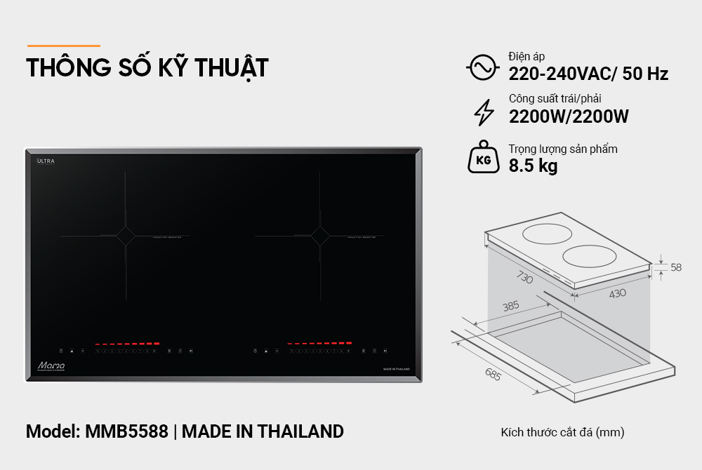Bếp đôi điện từ SUNHOUSE MAMA MMB5588