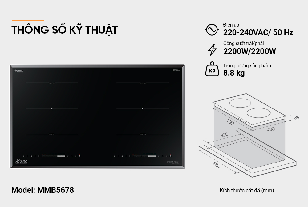 Bếp đôi điện từ SUNHOUSE Mama MMB5678