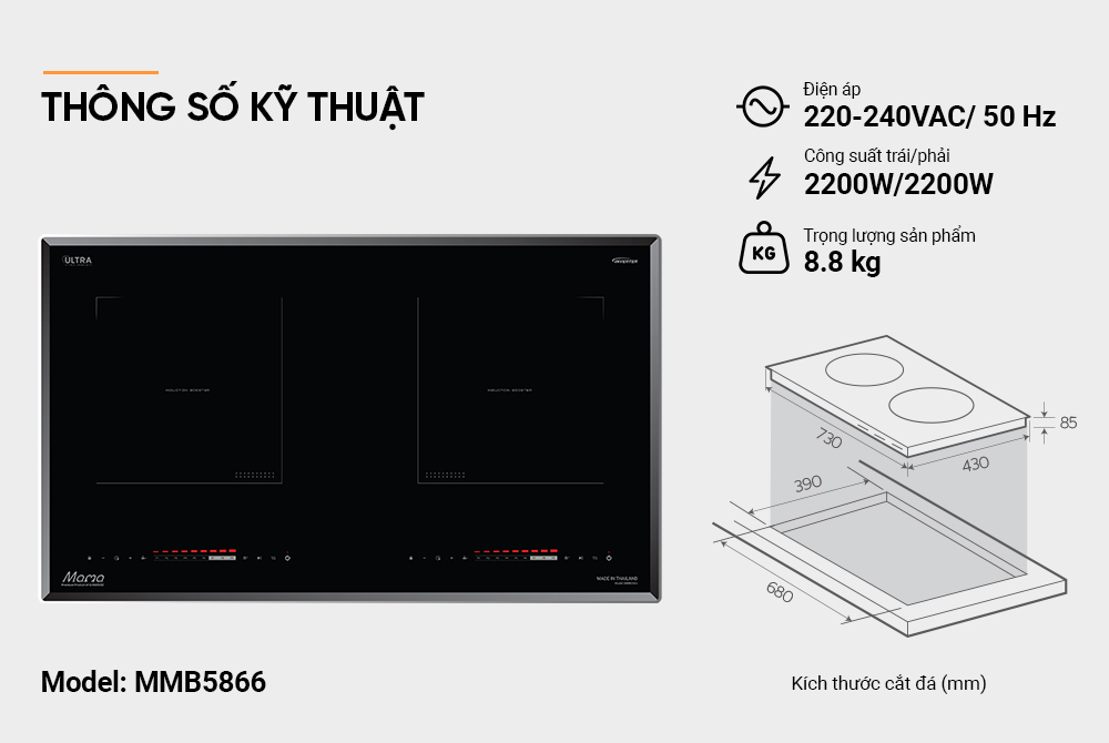 Bếp đôi điện từ SUNHOUSE Mama MMB5866
