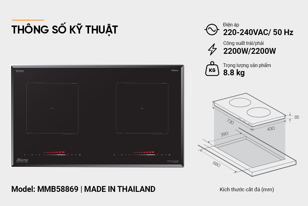 Bếp đôi điện từ SUNHOUSE Mama MMB58869
