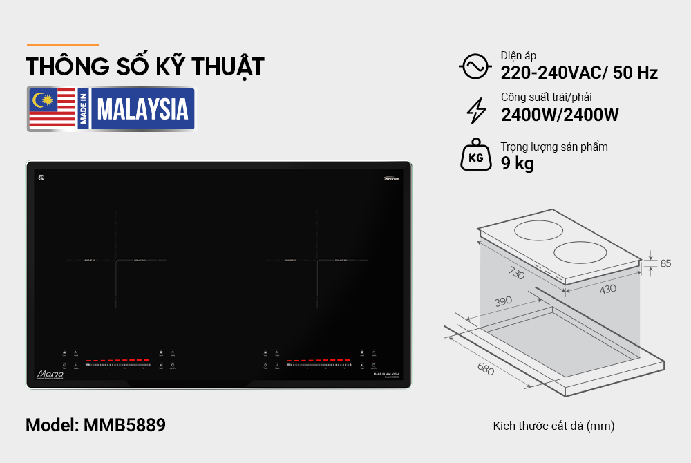 Bếp đôi điện từ SUNHOUSE Mama MMB5889