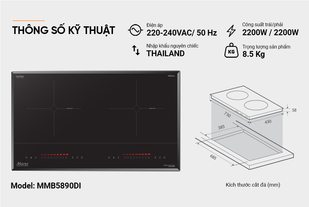 Bếp Đôi Điện Từ SUNHOUSE MAMA MMB5890DI
