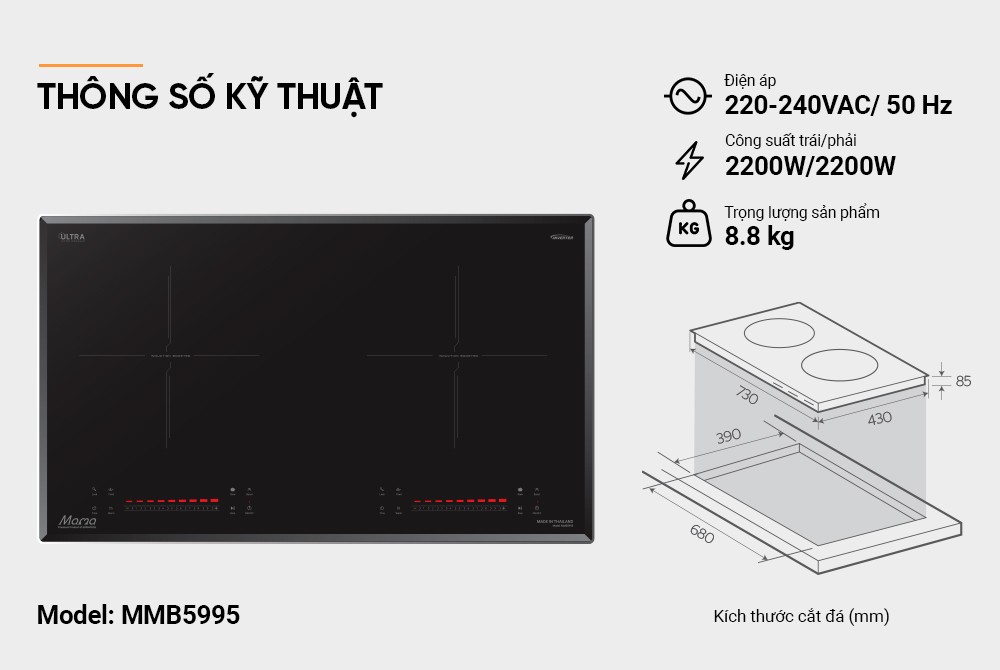 Bếp đôi điện từ SUNHOUSE MAMA MMB5995