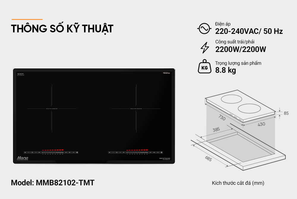 Bếp đôi điện từ SUNHOUSE Mama MMB82102-TMT