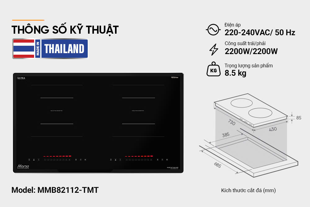 Bếp đôi điện từ SUNHOUSE Mama MMB82112-TMT