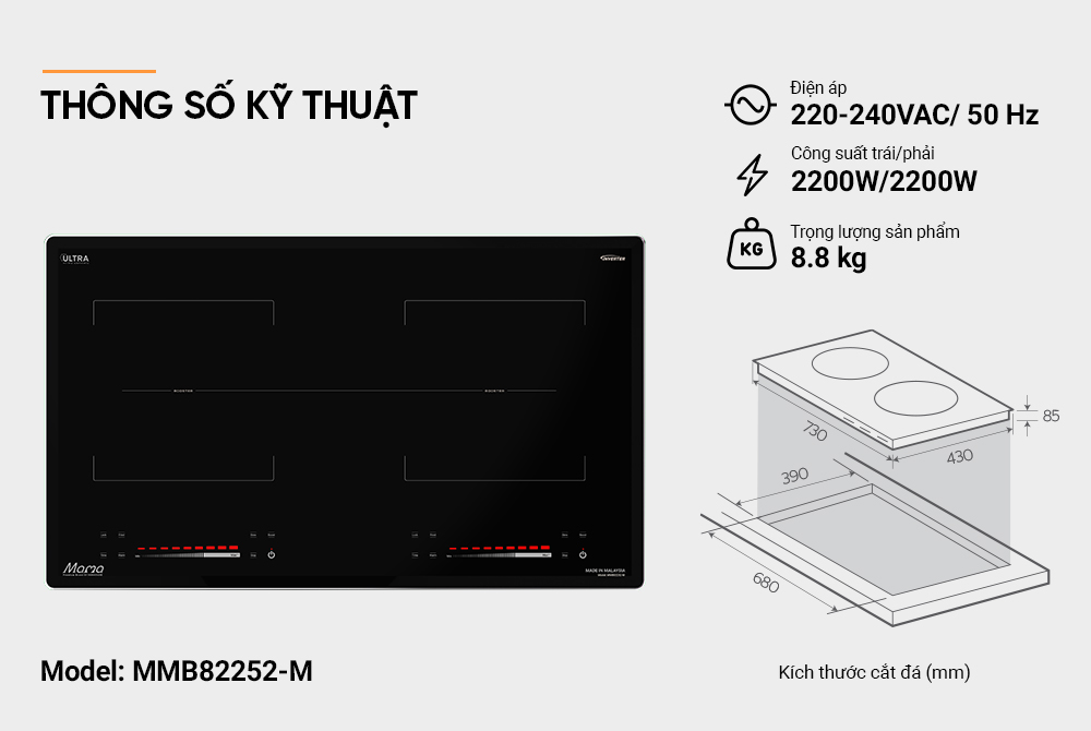 Bếp đôi điện từ SUNHOUSE MAMA MMB82252-M