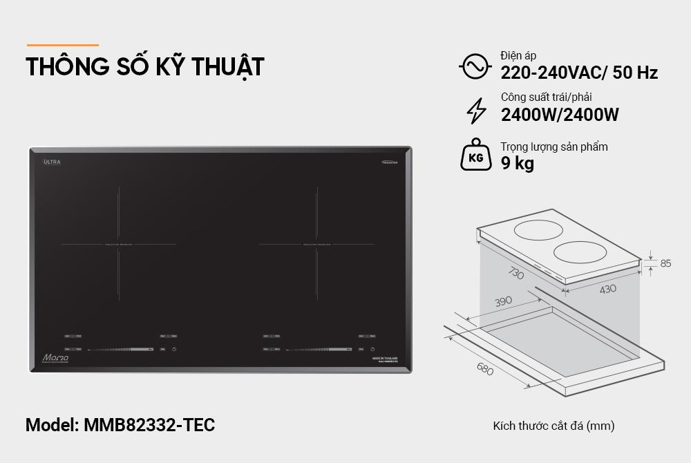 Bếp đôi điện từ SUNHOUSE Mama MMB82332-TEC