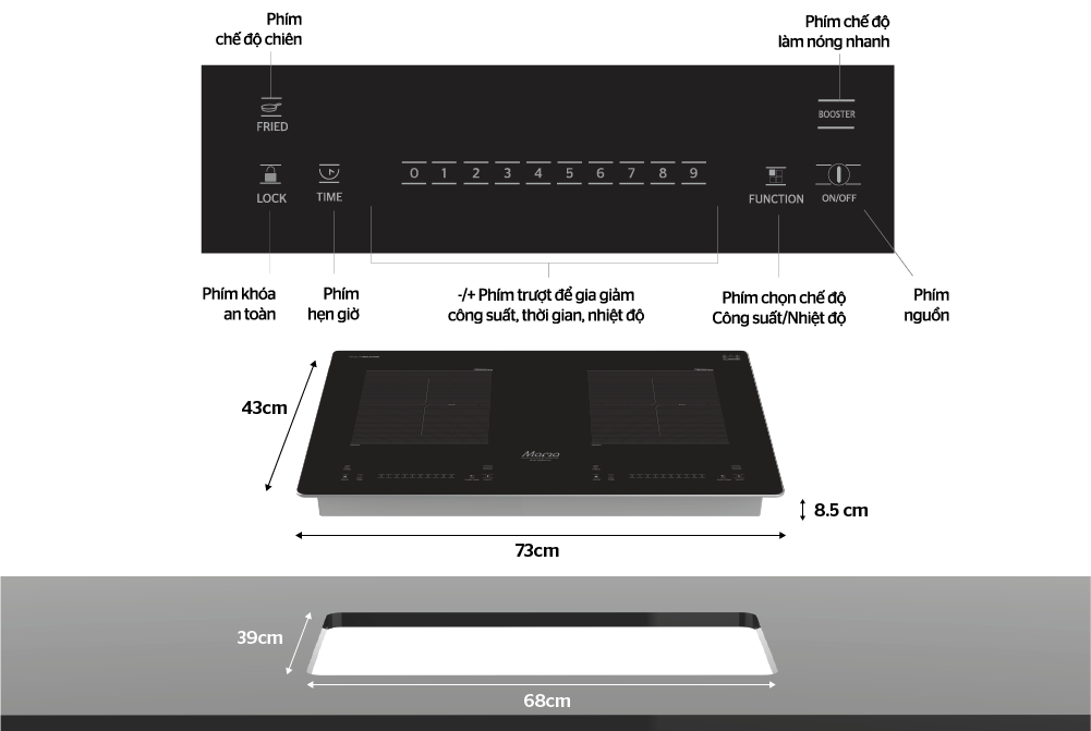 Bếp đôi điện từ SUNHOUSE MAMA MMB90-PLUS