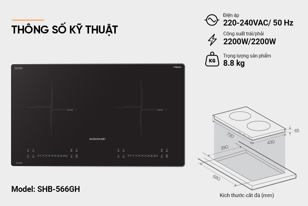 Bếp đôi điện từ SUNHOUSE SHB-556GH
