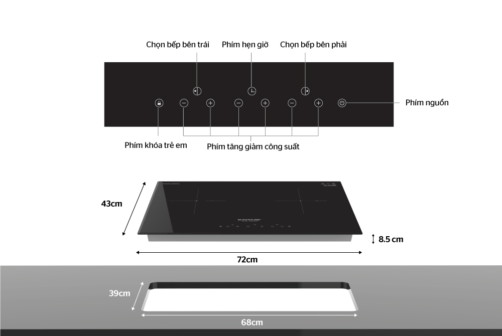 Bếp đôi điện từ SUNHOUSE SHB-DI01