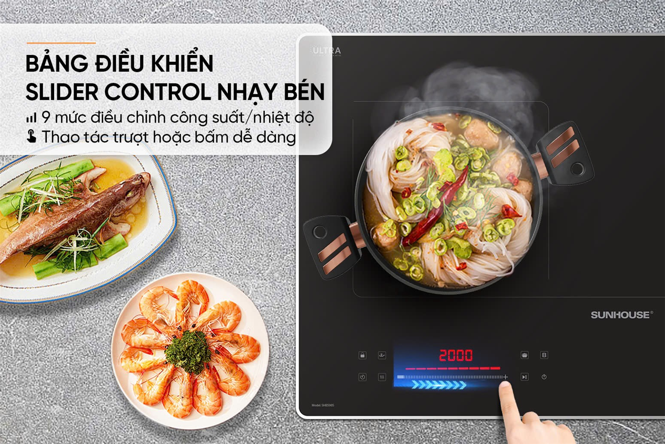 Bếp đôi điện từ SUNHOUSE SHB5985