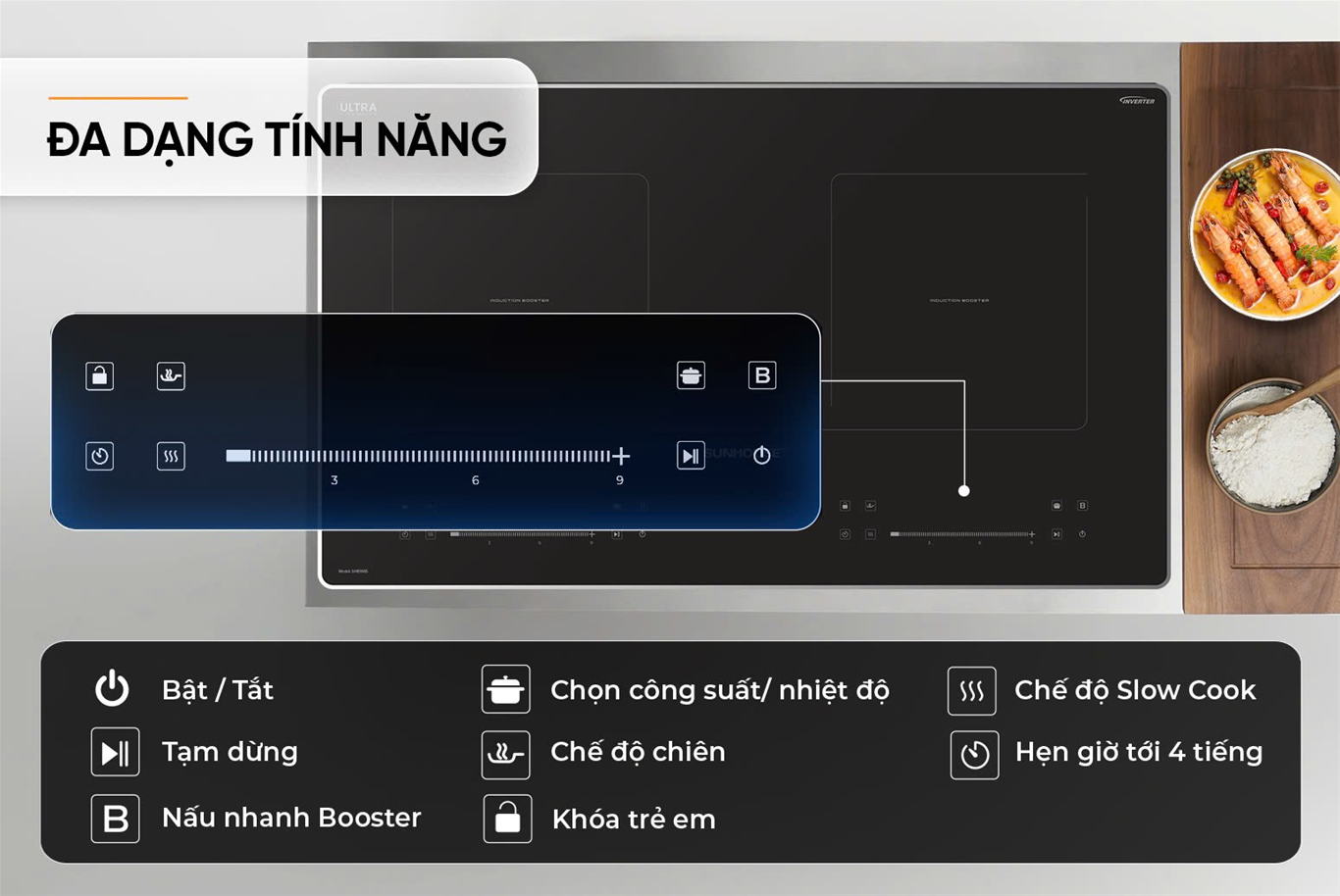Bếp đôi điện từ SUNHOUSE SHB5985