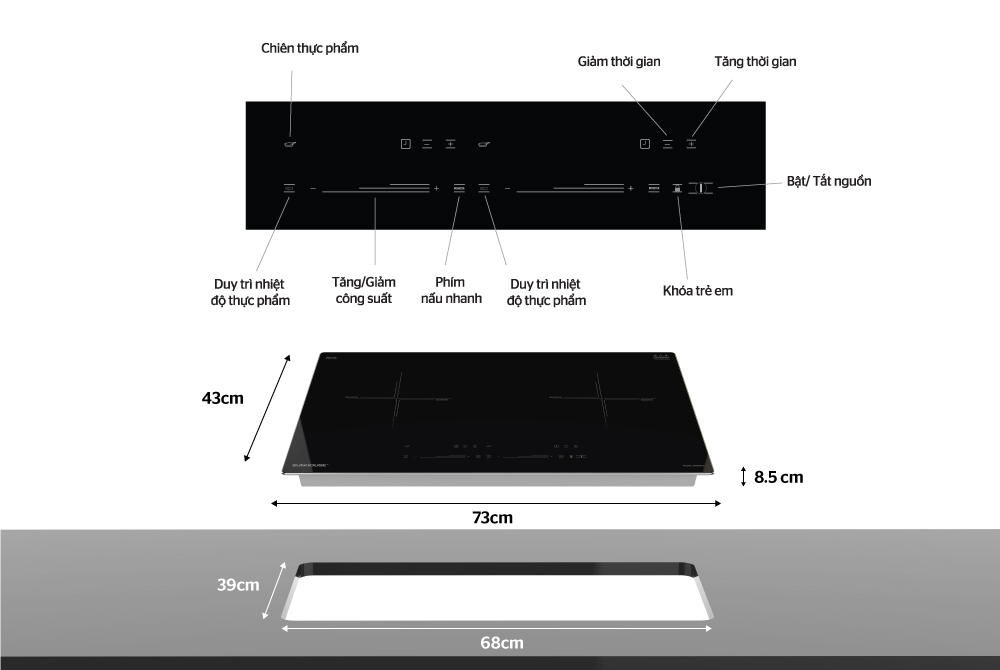 Bếp đôi điện từ SUNHOUSE SHB9109