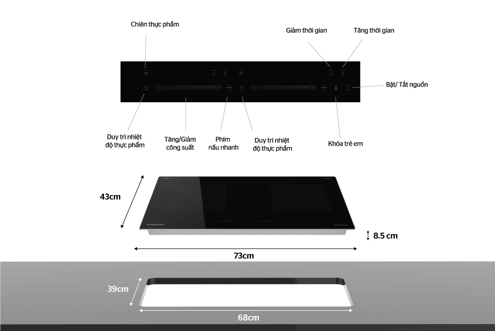Bếp đôi điện từ SUNHOUSE SHBDI08-PLUS
