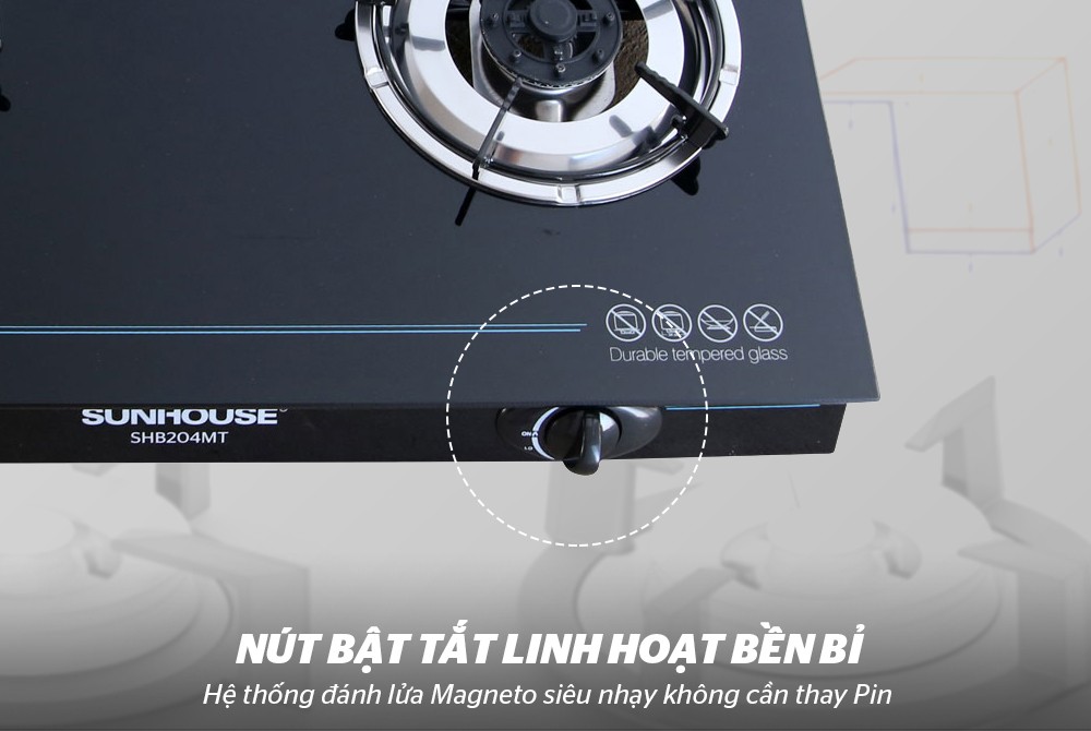 Bếp gas dương kính SUNHOUSE SHB204MT