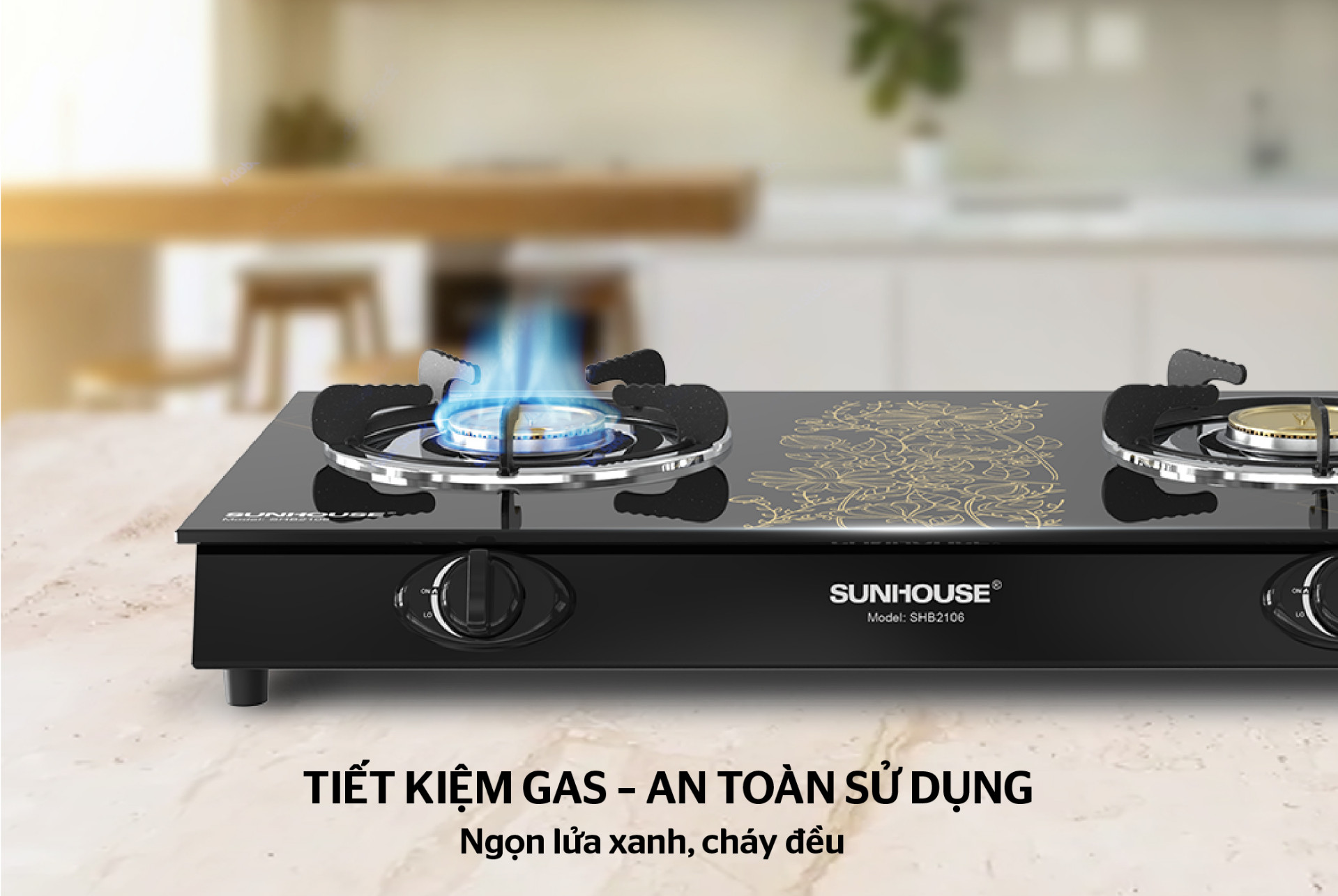 Bếp gas dương kính SUNHOUSE SHB2106