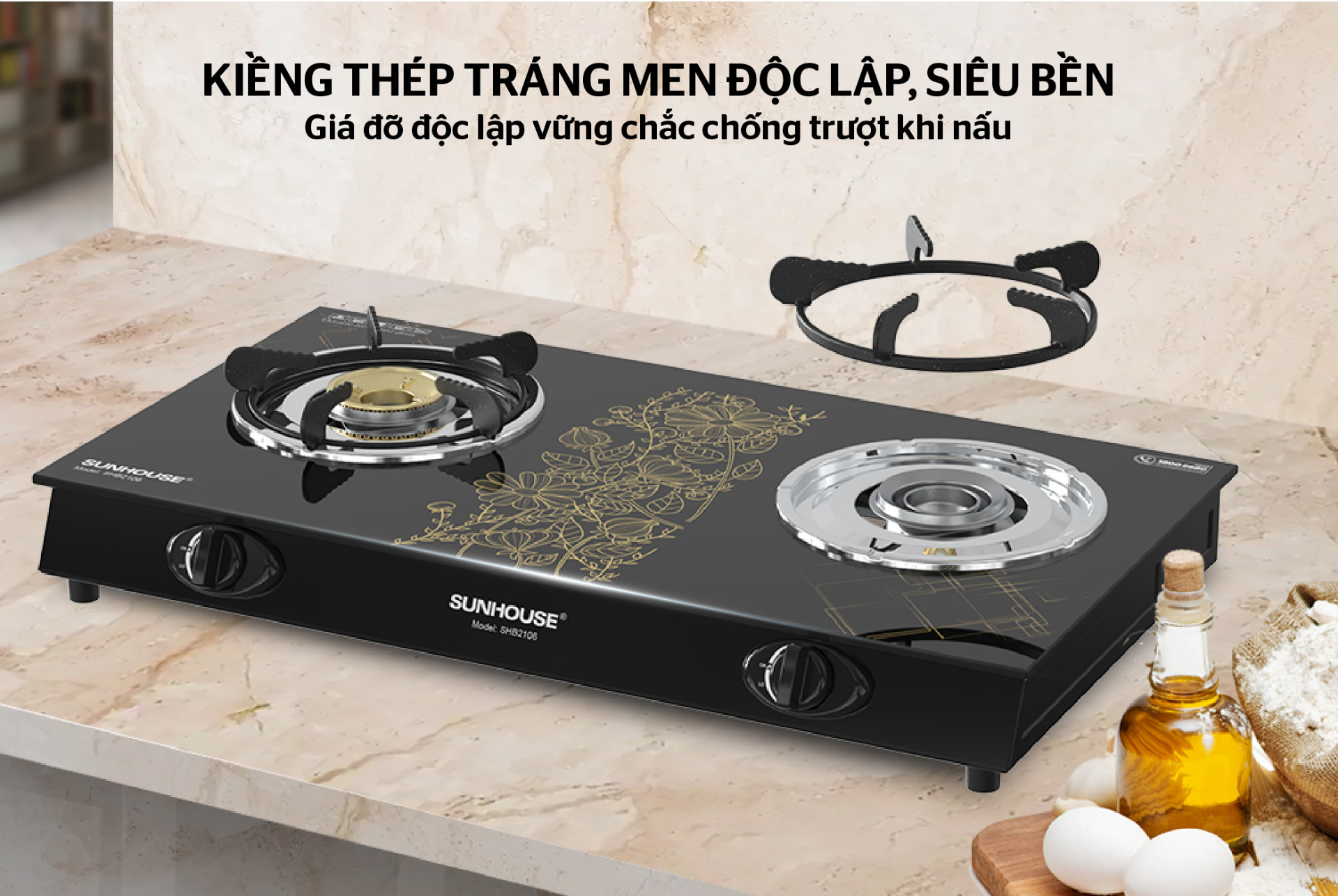 Bếp gas dương kính SUNHOUSE SHB2106