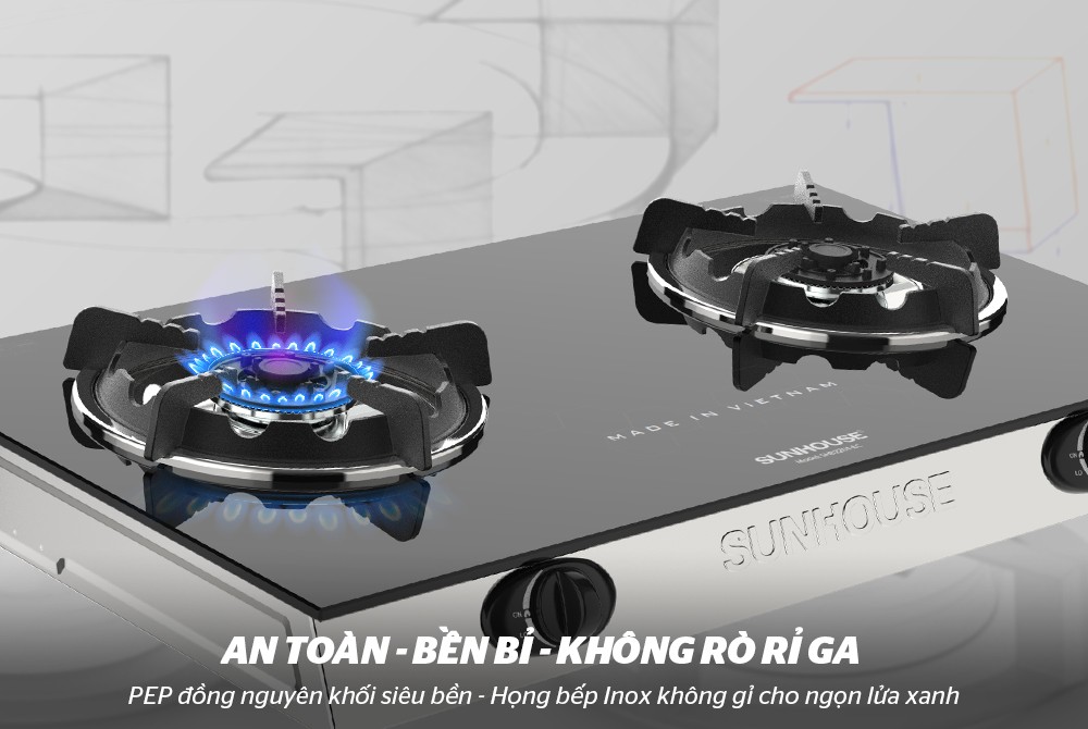 Bếp gas dương kính SUNHOUSE SHB2201-EC