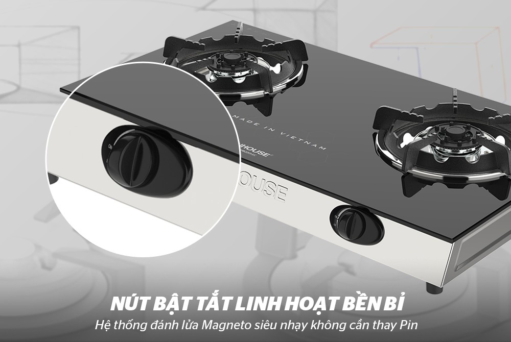 Bếp gas dương kính SUNHOUSE SHB2201-EC