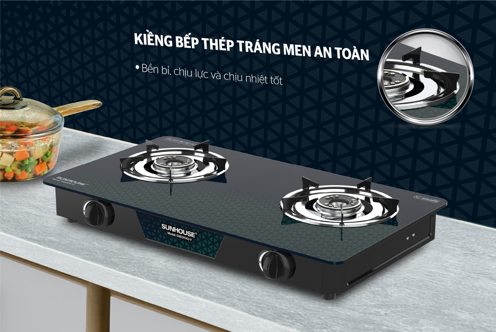 Bếp gas dương kính SUNHOUSE SHB31042-V