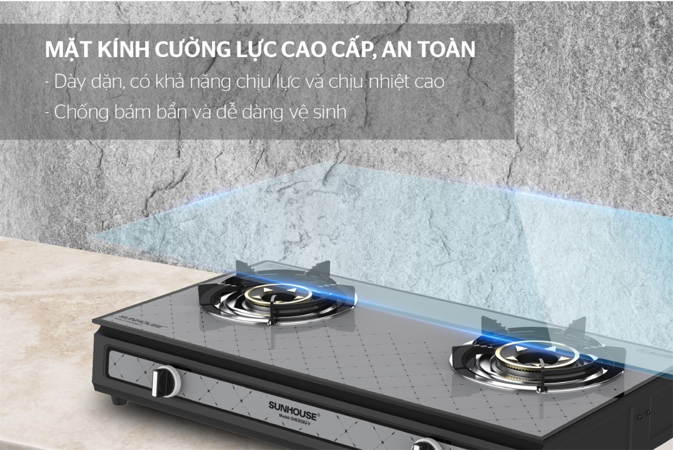 Bếp gas dương kính SUNHOUSE SHB31082-V