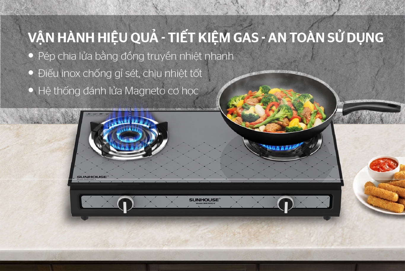 Bếp gas dương kính SUNHOUSE SHB31082-V